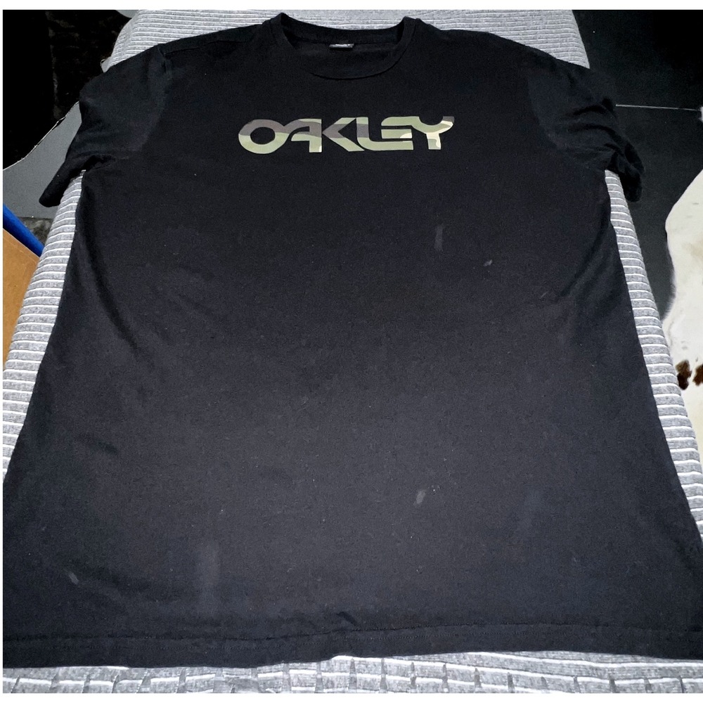 Oakley Mens Regular Fit Black Camo Logo‎ Graphic T-Shirt XL